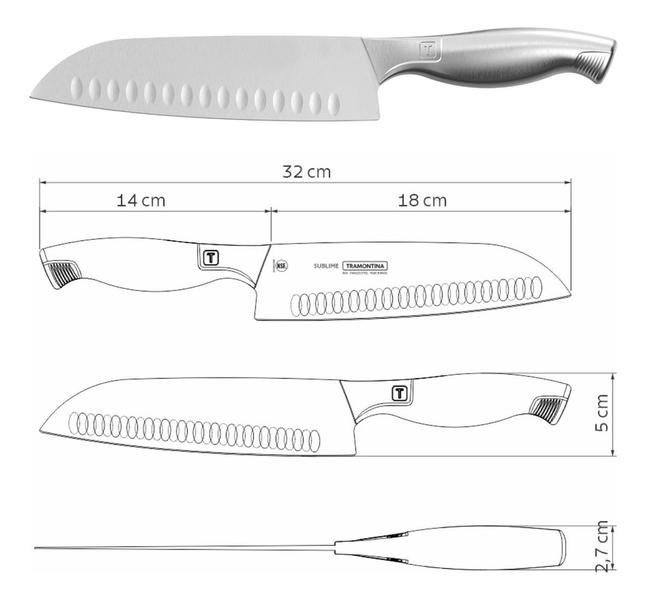 Imagem de Faca Santoku Profissional 7,5 Aço Inox Sublime P/ Churrasco Sushi Tramontina