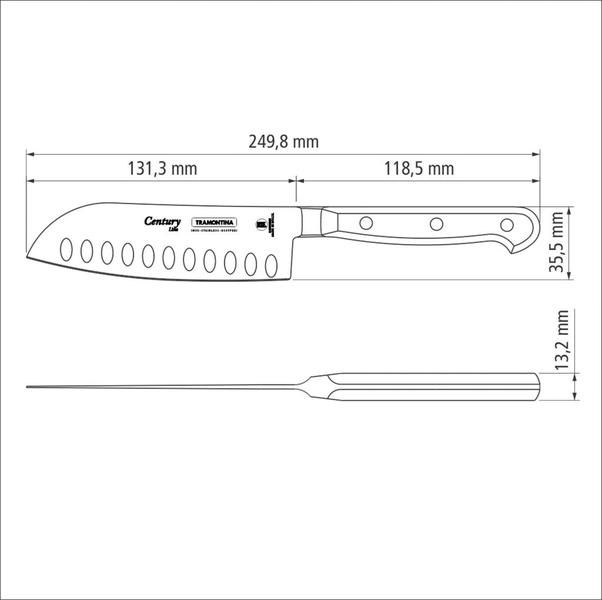 Imagem de Faca Santoku Tramontina Century com Lâmina em Aço Inox e Cabo Policarbonato com Fibra de Vidro 5"