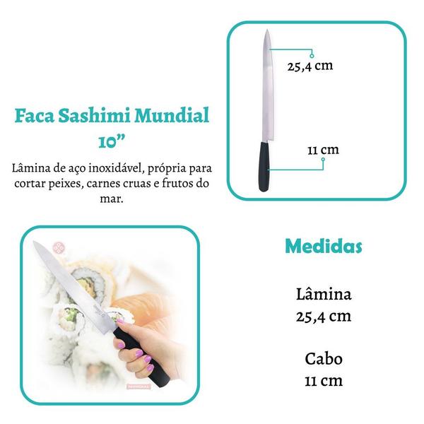 Imagem de Faca Sashimi 24,5Cm 10Pol Preta 5526-10Pt - Mundial