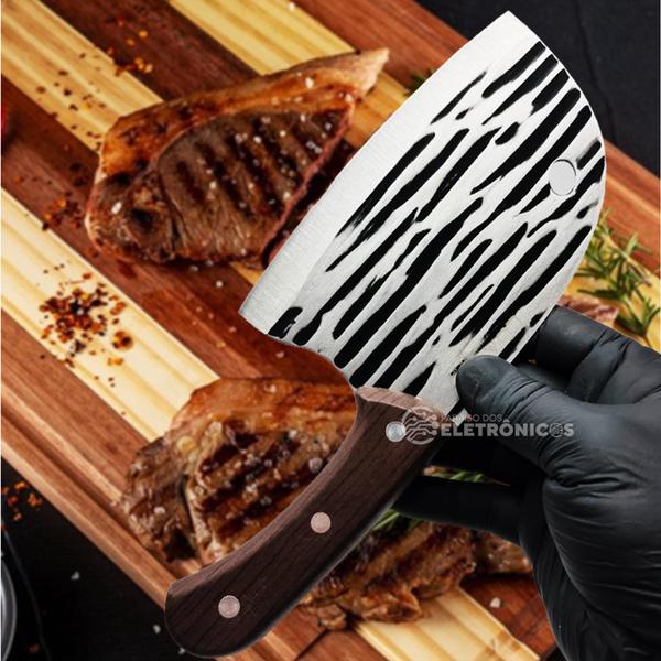 Imagem de Faca Super Afiada Cortador De Carne Vegetal Cutelo P/ Cozinha Pescas Trilhas SLKAF49