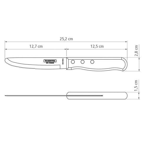 Imagem de Faca Talher para Churrasco Jumbo Tramontina Aço Inox Madeira Tratada Polywood Vermelho