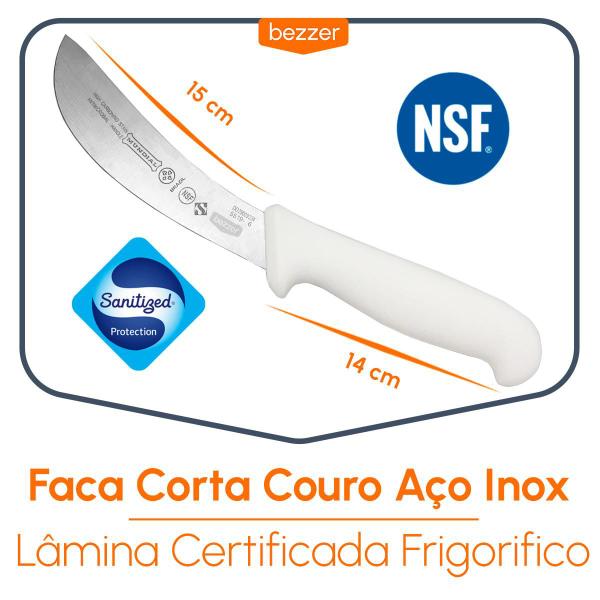 Imagem de Faca Tira Couro e Sangria Mundial 5519-06 Aço Inox 6 pol Profissional Frigorífico e Açougue Cabo Antibactéria e Mofo