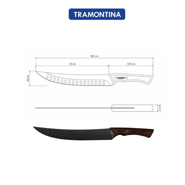 Imagem de Faca Tramontina Butcher Churrasco Black Inox 10 Cabo Madeira