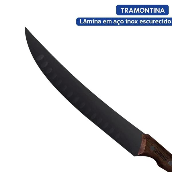 Faca Tramontina Butcher Churrasco Black Inox 10 Cabo Madeira Imagem de Faca Tramontina Butcher Churrasco Black Inox 10 Cabo Madeira