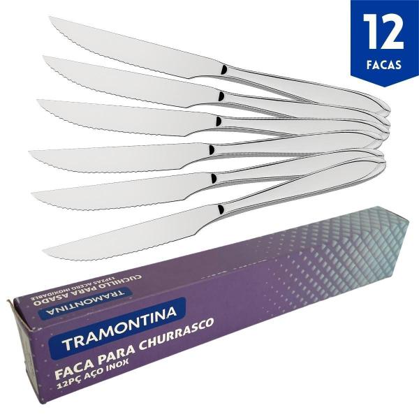Faca Tramontina Laguna Aço Inox 12 Und Para Churrasco Imagem de Faca Tramontina Laguna Aço Inox 12 Und Para Churrasco
