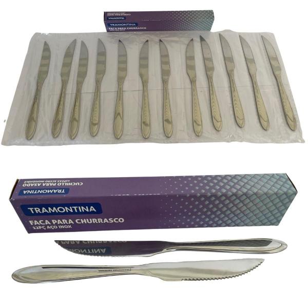 Faca Tramontina Laguna Aço Inox 12 Und Para Churrasco Imagem de Faca Tramontina Laguna Aço Inox 12 Und Para Churrasco