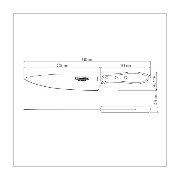 Imagem de Faca Tramontina para Carne 8" em Aço Inox e Cabo Castanho Polywood