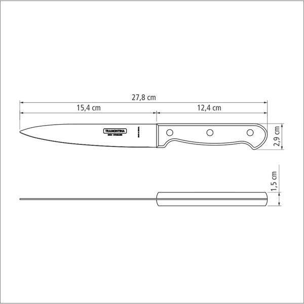 Imagem de Faca Utility Tramontina Polywood Cabo de Madeira Castanho 6" Tratada