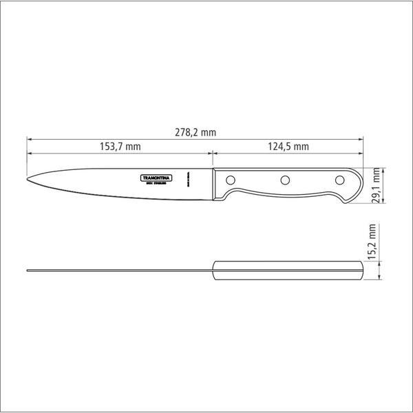 Imagem de Faca Utility Tramontina Polywood Cabo de Madeira Castanho 6" Tratada