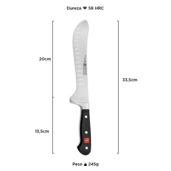 Imagem de Faca Wüsthof Butcher c/ Sulcos Classic 8" 4657-1/20