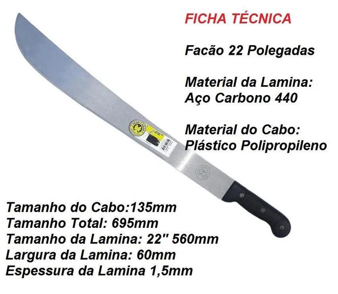 Imagem de Facão 22' 70Cm+ Lanterna Recarregavel Solar+ Machado Camping