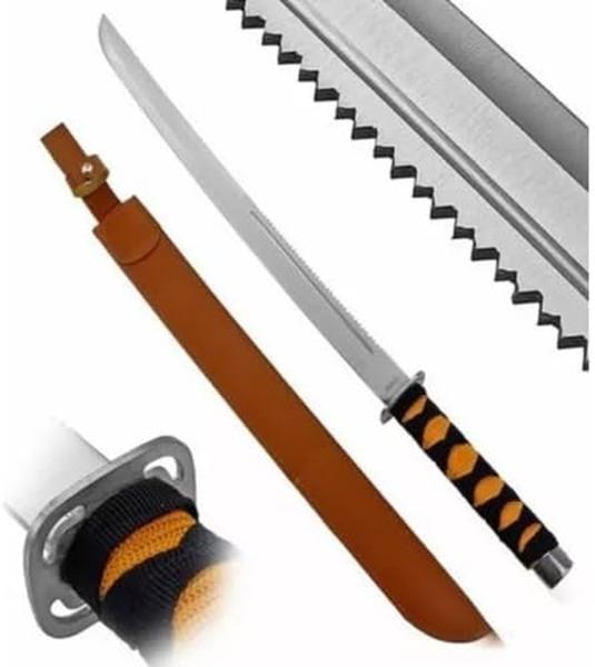 Imagem de Facão Tático Decoração Estilo Katana Afiado Bainha Couro