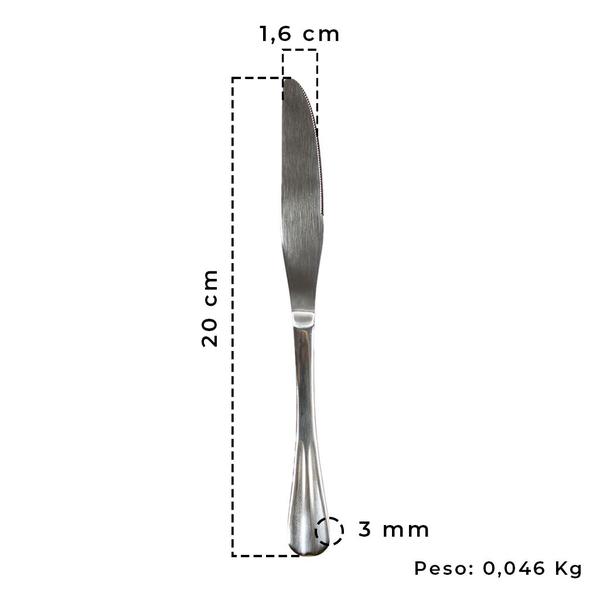 Imagem de Facas Para Sobremesa 20cm Aço Inox Euro Original Line 12 Unidades