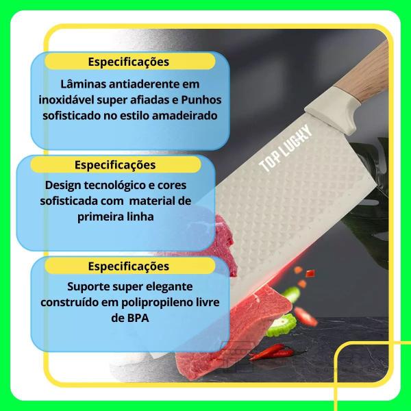 Imagem de Facas premium importada corte a laser 6 peças linha luxo