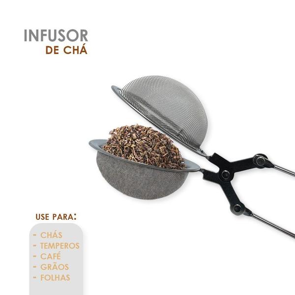 Imagem de Fácil de transportar e com design elegante, o Infusor de Chá Inox Coador Peneira Ervas é a escolha perfeita para os aman