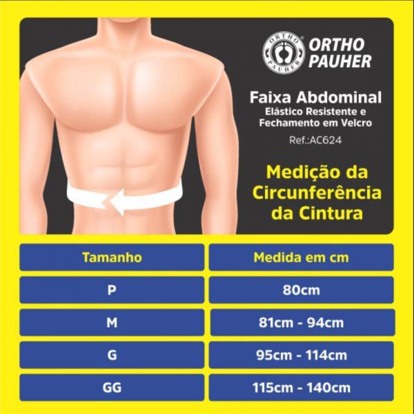 Imagem de Faixa Abdominal Cinta 4 Elásticos Tamanho M 95cm AC624 Ortho Pauher