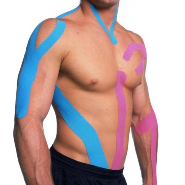 Imagem de Faixa Adesiva Kinesio Tape Colar Braço Perna Ombro Professional 5cm x 03 Metros - Azul