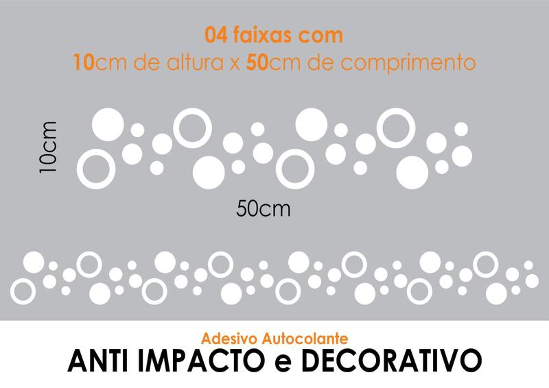 Imagem de Faixa Anti Trombada Desenho Porta Vidro Blindex Preto Branco Segurança