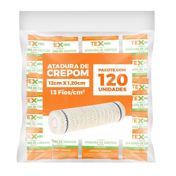 Imagem de Faixa Bandagem Elástica Atadura Crepom 12cm Kit 120 Unidades