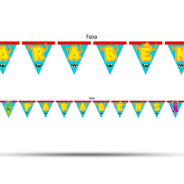 Imagem de Faixa Bandeirola decoração festa Monstros mais cor
