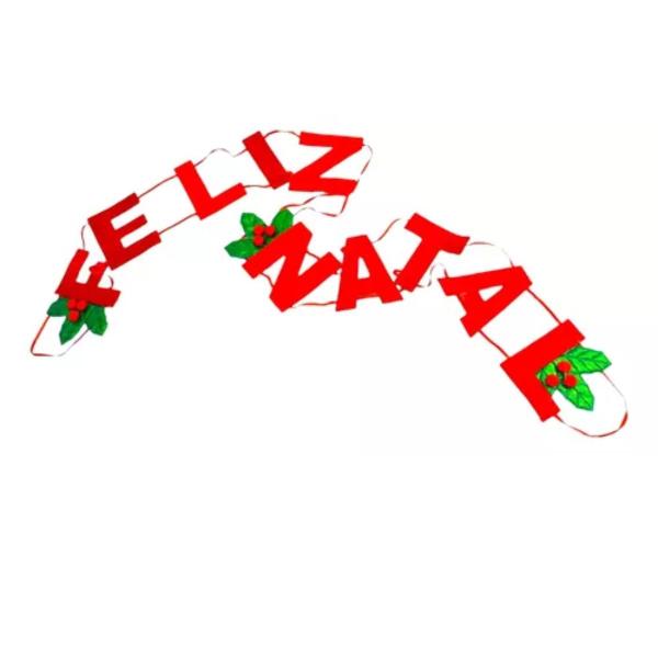 Imagem de Faixa Banner Feliz Natal em feltro Decoração Parede Arvore