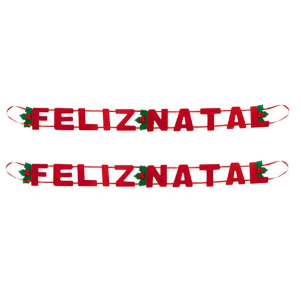 Imagem de Faixa Banner Feliz Natal em feltro Decoração Parede Arvore