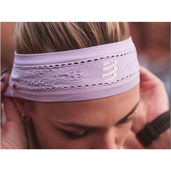 Imagem de Faixa Cabeça Compressport Thin Headband Lilás Triathlon Testeira Treino Corrida Duathlon Run