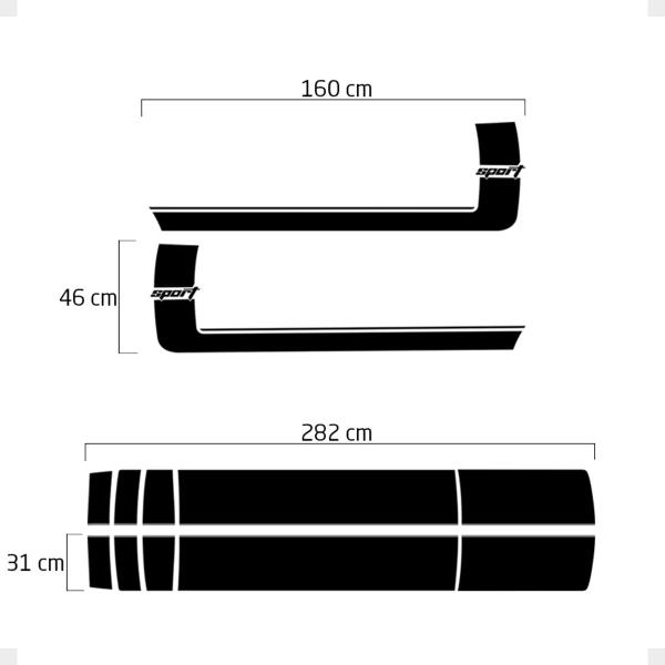 Imagem de Faixa Compatível Ka Sport 12 Adesivo Lateral Capô Teto Preto