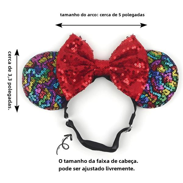 Imagem de Faixa de Cabelo de Natal com Oreia de Mickey - Ajustável para Adultos e Crianças