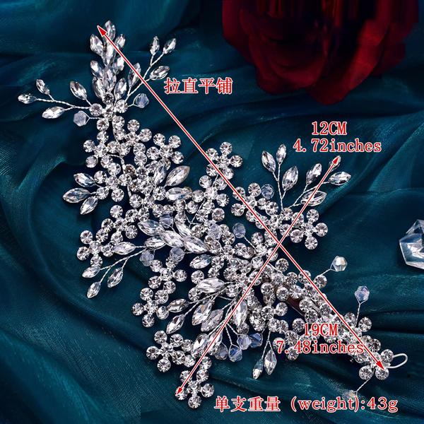 Imagem de Faixa de casamento ULAPAN Bride Rhinestone Hair Clips Silver