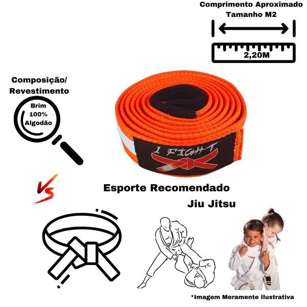 Imagem de Faixa de Jiu Jitsu Infantil Fita Branca Ponta Preta 1 Fit