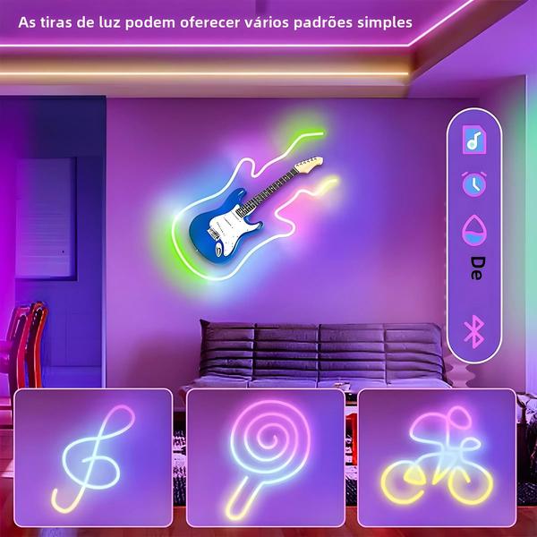 Imagem de Faixa De LED Neon RGBIC 5V USB 1-5M IP65 Bluetooth App Remoto DIY Iluminação De Decoração De Néon