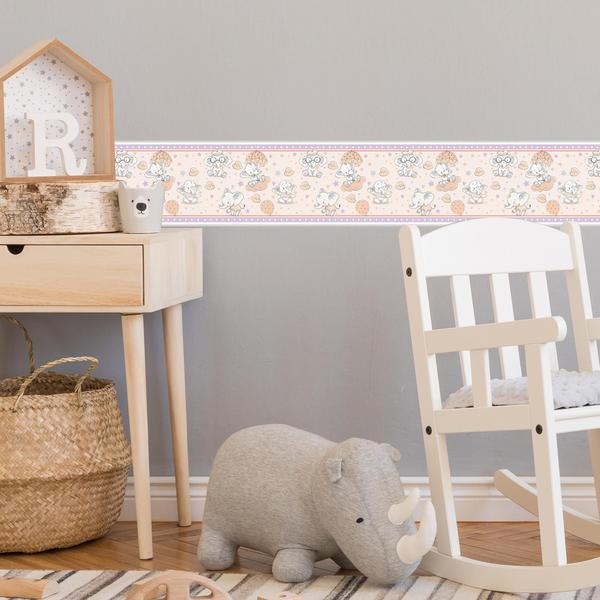 Imagem de Faixa De Parede Elefante Bebê Para Quarto Infantil 15Cmx3M