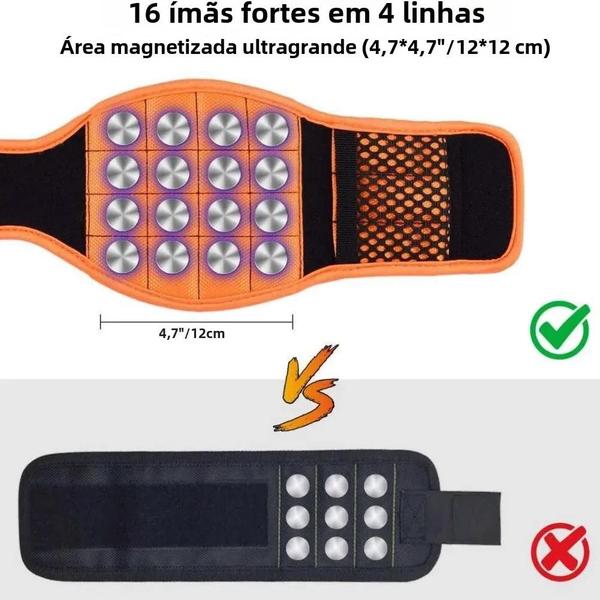 Imagem de Faixa De Pulso Magnética Com 16 Ímãs, Bolsa De Ferramentas Com Furo Para Polegar Para Parafusos,