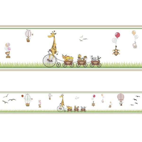 Imagem de Faixa Decorativa Adesiva Infantil Safari Tons Claros Quarto Bebê PPDFM311 100CM X 16CM