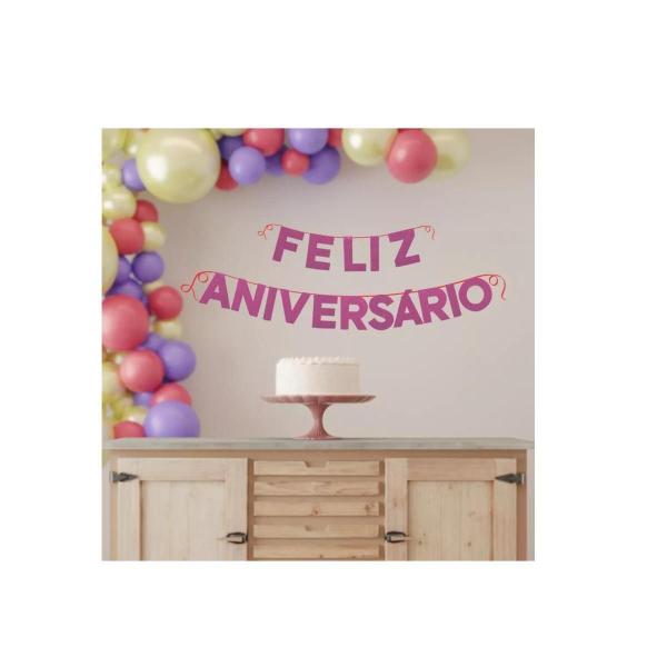 Imagem de Faixa Decorativa Festa Feliz Aniversário Glitter Rose Gold