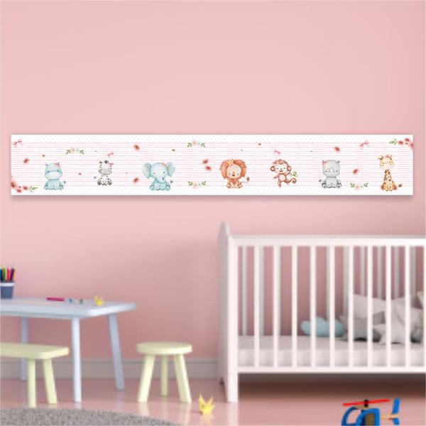 Imagem de Faixa Decorativa Infantil Menina Rosa Bebê Safari Animais Quarto