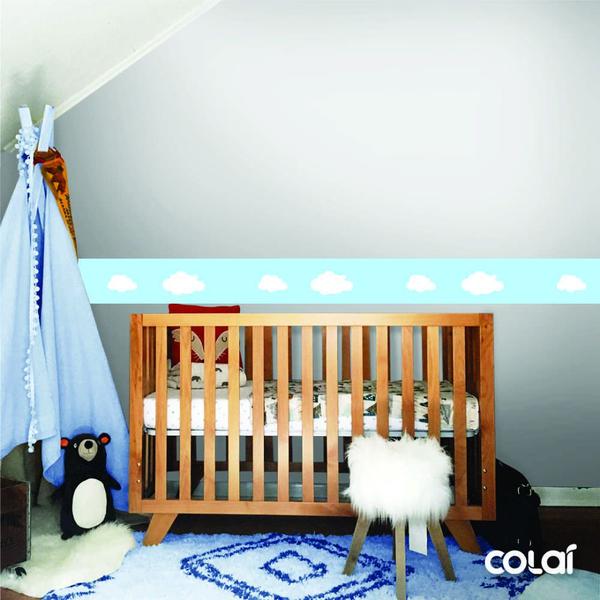 Faixa Decorativa Quarto Bebê Infantil Nuvens azul 8m - Colaí Imagem de Faixa Decorativa Quarto Bebê Infantil Nuvens azul 8m