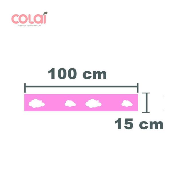 Imagem de Faixa Decorativa Quarto Bebê Infantil Nuvens Rosa 2m