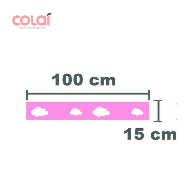 Imagem de Faixa Decorativa Quarto Bebê Infantil Nuvens Rosa 6M