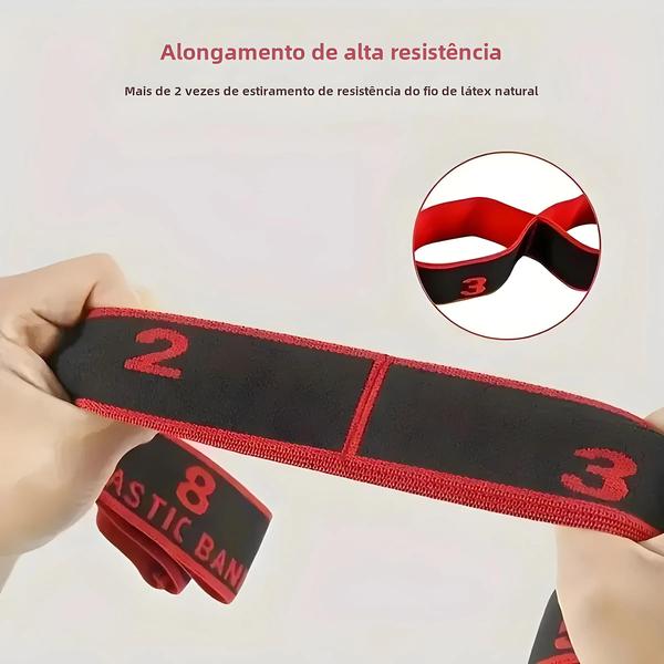 Faixa Elástica de Resistência para Ioga e Pilates - 8 Laços para Treinamento em Casa Imagem de Faixa Elástica de Resistência para Ioga e Pilates - 8 Laços para Treinamento em Casa