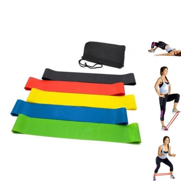 Faixa Elastica Mini Band Treino Kit 5 Resistencias + Bolsa - 123UTIL Imagem de Faixa Elastica Mini Band Treino Kit 5 Resistencias + Bolsa