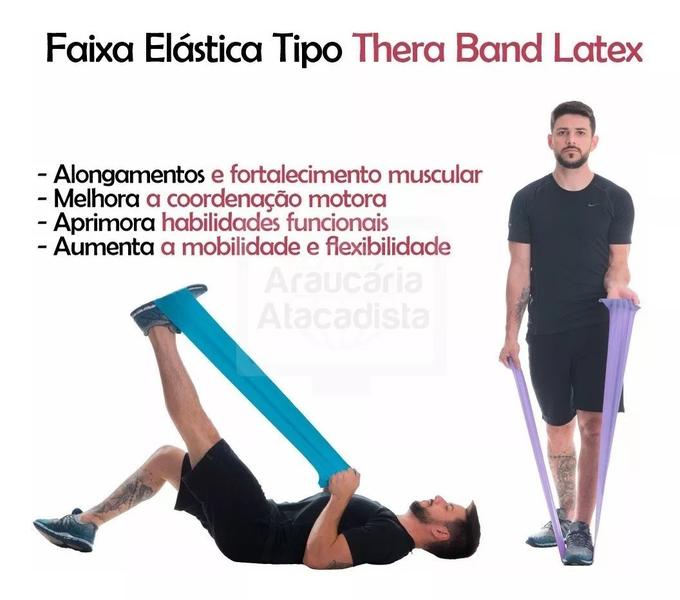 Faixa Elástica Tipo Thera Band Latex Extensora Para Jogador Musculação Academia Pilates Maior Mobilidade / Flexibilidade - Della Vida Imagem de Faixa Elástica Tipo Thera Band Latex Extensora Para Jogador Musculação Academia Pilates Maior Mobilidade / Flexibilidade