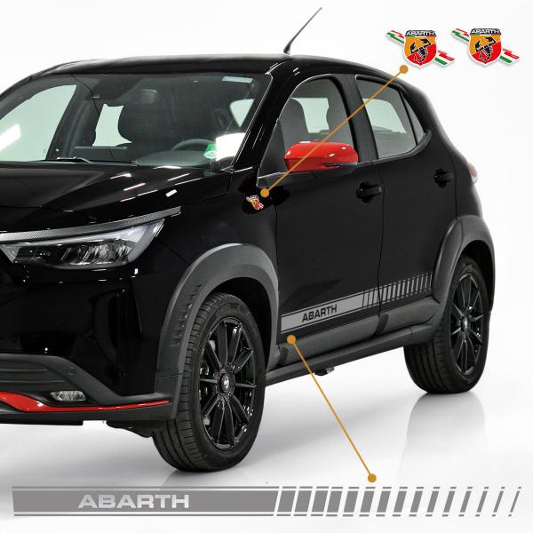 Imagem de Faixa Fiat Pulse Abarth 23 Adesivo Lateral Cinza + Emblemas