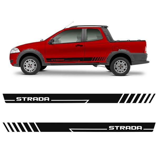 Imagem de Faixa Fiat Strada 2013/2014 Adesivo Preto Lateral Decorativo