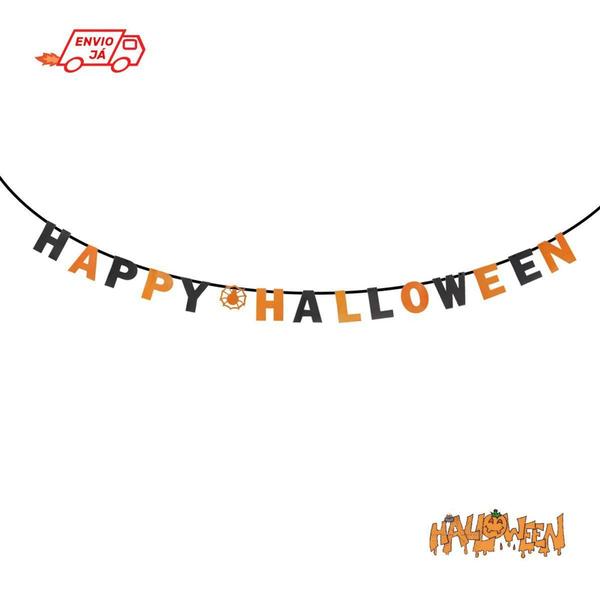 Imagem de Faixa Happy Halloween Letreiro De Papel - QF