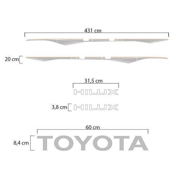 Faixa Hilux 1992/2004 + Adesivo Tampa Traseira Toyota Prata - SPORTINOX Imagem de Faixa Hilux 1992/2004 + Adesivo Tampa Traseira Toyota Prata