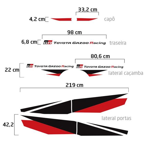 Imagem de Faixa Hilux Gr Toyota Gazoo Racing 2018 2019 Adesivo Lateral