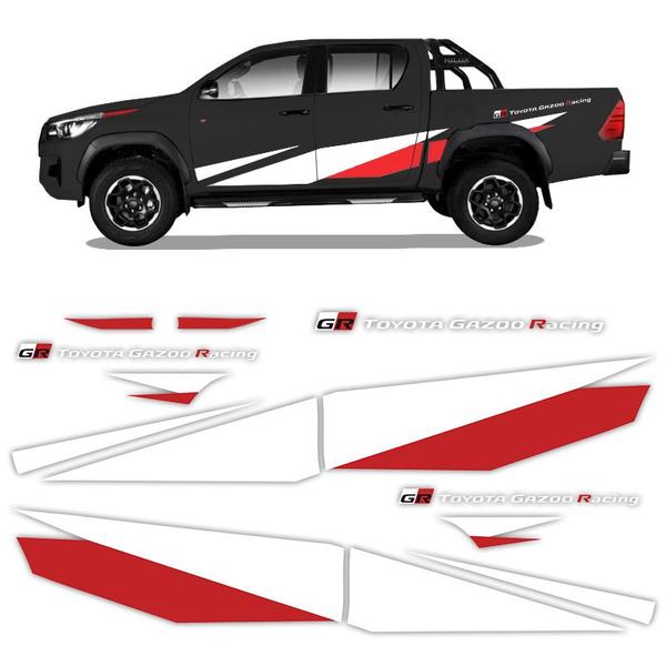 Imagem de Faixa Hilux Gr Toyota Gazoo Racing 2018 2019 Vermelho/Branco