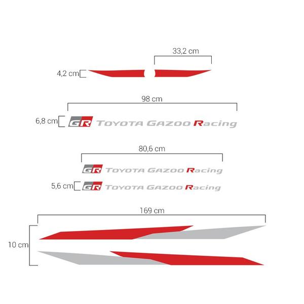 Imagem de Faixa Hilux Gr Toyota Gazoo Sport V6 Adesivo Vermelho/Cinza